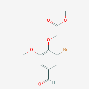 molecular formula C11H11BrO5 B3278348 （2-溴-4-甲酰基-6-甲氧基苯氧基）乙酸甲酯 CAS No. 676485-01-1