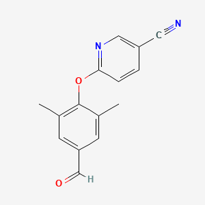 molecular formula C15H12N2O2 B3278361 6-(4-Formyl-2,6-dimethylphenoxy)nicotinonitrile CAS No. 676495-32-2
