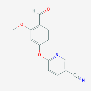 molecular formula C14H10N2O3 B3278364 6-(4-Formyl-3-methoxyphenoxy)nicotinonitrile CAS No. 676495-33-3