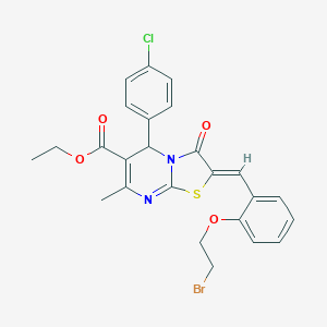 molecular formula C25H22BrClN2O4S B327837 ethyl 2-[2-(2-bromoethoxy)benzylidene]-5-(4-chlorophenyl)-7-methyl-3-oxo-2,3-dihydro-5H-[1,3]thiazolo[3,2-a]pyrimidine-6-carboxylate 