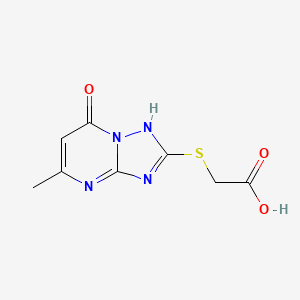 molecular formula C8H8N4O3S B3278440 2-((7-Hydroxy-5-methyl-[1,2,4]triazolo[1,5-a]pyrimidin-2-yl)thio)acetic acid CAS No. 67740-23-2