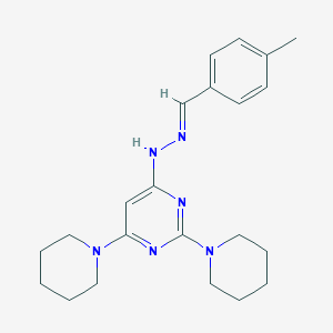 4-[(2E)-2-(4-methylbenzylidene)hydrazinyl]-2,6-di(piperidin-1-yl)pyrimidine