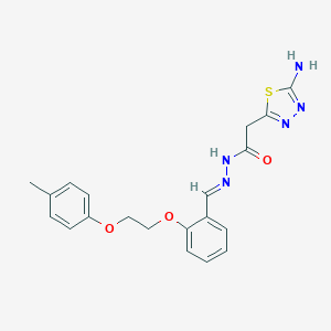 molecular formula C20H21N5O3S B327849 2-(5-amino-1,3,4-thiadiazol-2-yl)-N'-[(E)-{2-[2-(4-methylphenoxy)ethoxy]phenyl}methylidene]acetohydrazide 