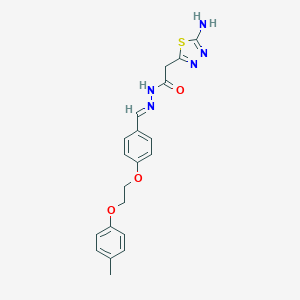 molecular formula C20H21N5O3S B327850 2-(5-amino-1,3,4-thiadiazol-2-yl)-N'-[(E)-{4-[2-(4-methylphenoxy)ethoxy]phenyl}methylidene]acetohydrazide 