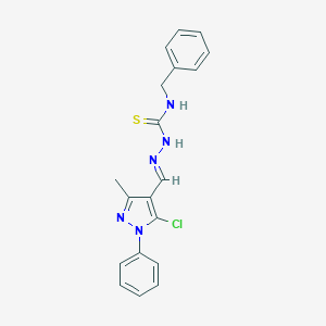 molecular formula C19H18ClN5S B327855 5-chloro-3-methyl-1-phenyl-1H-pyrazole-4-carbaldehyde N-benzylthiosemicarbazone 