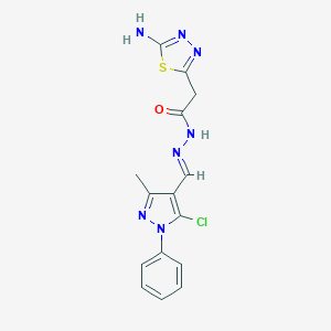 molecular formula C15H14ClN7OS B327856 2-(5-amino-1,3,4-thiadiazol-2-yl)-N'-[(5-chloro-3-methyl-1-phenyl-1H-pyrazol-4-yl)methylene]acetohydrazide 