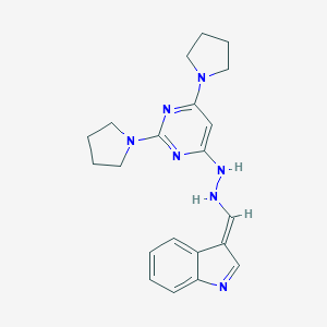 molecular formula C21H25N7 B327857 1-(2,6-dipyrrolidin-1-ylpyrimidin-4-yl)-2-[(E)-indol-3-ylidenemethyl]hydrazine 