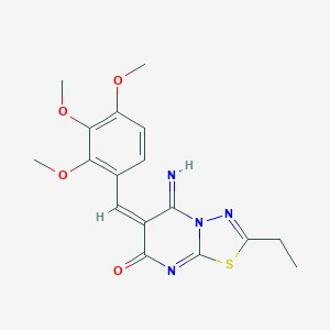 molecular formula C17H18N4O4S B327858 2-ethyl-5-imino-6-(2,3,4-trimethoxybenzylidene)-5,6-dihydro-7H-[1,3,4]thiadiazolo[3,2-a]pyrimidin-7-one 
