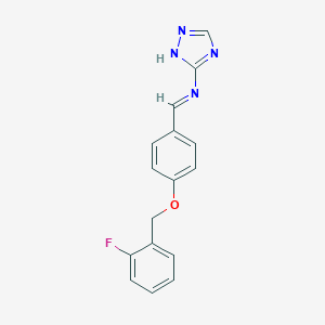molecular formula C16H13FN4O B327864 N-{4-[(2-fluorobenzyl)oxy]benzylidene}-N-(4H-1,2,4-triazol-3-yl)amine 