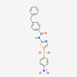 molecular formula C23H17N3O5S2 B3278685 4-benzyl-N-[5-(4-nitrophenyl)sulfonyl-1,3-thiazol-2-yl]benzamide CAS No. 681227-84-9