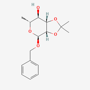 molecular formula C16H22O5 B3278694 alpha-L-Mannopyranoside, phenylmethyl 6-deoxy-2,3-O-(1-methylethylidene)- CAS No. 68124-06-1