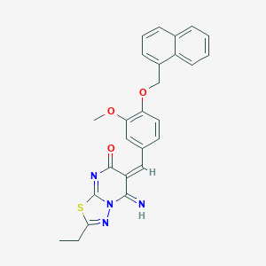 molecular formula C26H22N4O3S B327871 2-ethyl-5-imino-6-[3-methoxy-4-(1-naphthylmethoxy)benzylidene]-5,6-dihydro-7H-[1,3,4]thiadiazolo[3,2-a]pyrimidin-7-one 