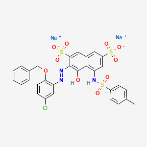 molecular formula C30H22ClN3Na2O10S3 B3278782 Disodium 3-[[5-chloro-2-(phenylmethoxy)phenyl]azo]-4-hydroxy-5-[[(p-tolyl)sulphonyl]amino]naphthalene-2,7-disulphonate CAS No. 6826-53-5