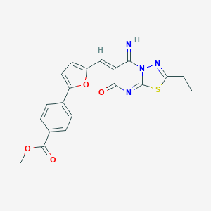 molecular formula C20H16N4O4S B327881 methyl 4-{5-[(2-ethyl-5-imino-7-oxo-5H-[1,3,4]thiadiazolo[3,2-a]pyrimidin-6(7H)-ylidene)methyl]-2-furyl}benzoate 