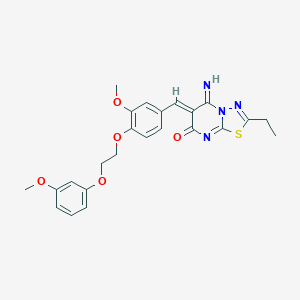 molecular formula C24H24N4O5S B327884 2-ethyl-5-imino-6-{3-methoxy-4-[2-(3-methoxyphenoxy)ethoxy]benzylidene}-5,6-dihydro-7H-[1,3,4]thiadiazolo[3,2-a]pyrimidin-7-one 