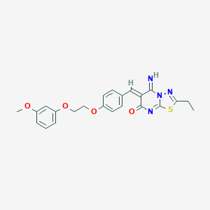 molecular formula C23H22N4O4S B327885 2-ethyl-5-imino-6-{4-[2-(3-methoxyphenoxy)ethoxy]benzylidene}-5,6-dihydro-7H-[1,3,4]thiadiazolo[3,2-a]pyrimidin-7-one 