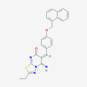 molecular formula C25H20N4O2S B327887 2-ethyl-5-imino-6-[4-(1-naphthylmethoxy)benzylidene]-5,6-dihydro-7H-[1,3,4]thiadiazolo[3,2-a]pyrimidin-7-one 
