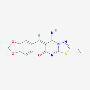 molecular formula C15H12N4O3S B327889 6-(1,3-benzodioxol-5-ylmethylene)-2-ethyl-5-imino-5,6-dihydro-7H-[1,3,4]thiadiazolo[3,2-a]pyrimidin-7-one 