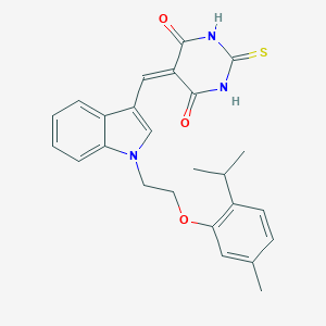 molecular formula C25H25N3O3S B327893 5-{[1-(2-{[5-methyl-2-(1-methylethyl)phenyl]oxy}ethyl)-1H-indol-3-yl]methylidene}-2-thioxodihydropyrimidine-4,6(1H,5H)-dione 
