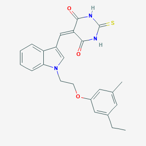 molecular formula C24H23N3O3S B327894 5-({1-[2-(3-ethyl-5-methylphenoxy)ethyl]-1H-indol-3-yl}methylene)-2-thioxodihydropyrimidine-4,6(1H,5H)-dione 
