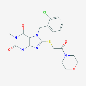 molecular formula C20H22ClN5O4S B327898 7-(2-chlorobenzyl)-1,3-dimethyl-8-[(2-morpholino-2-oxoethyl)sulfanyl]-3,7-dihydro-1H-purine-2,6-dione 