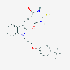 molecular formula C25H25N3O3S B327900 5-({1-[2-(4-tert-butylphenoxy)ethyl]-1H-indol-3-yl}methylidene)-2-thioxodihydropyrimidine-4,6(1H,5H)-dione 