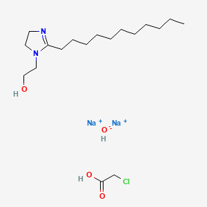 molecular formula C18H36ClN2Na2O4+ B3279049 Acetic acid, 2-chloro-, sodium salt (1:1), reaction products with 4,5-dihydro-2-undecyl-1H-imidazole-1-ethanol and sodium hydroxide CAS No. 68608-66-2