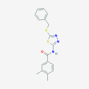 molecular formula C18H17N3OS2 B327909 N-[5-(benzylsulfanyl)-1,3,4-thiadiazol-2-yl]-3,4-dimethylbenzamide 