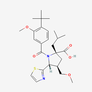 molecular formula C26H36N2O5S B3279110 (2S,4R,5R)-1-(4-tert-butyl-3-methoxy-benzoyl)-2-isobutyl-4-(methoxymethyl)-5-thiazol-2-yl-pyrrolidine-2-carboxylic acid CAS No. 687637-40-7