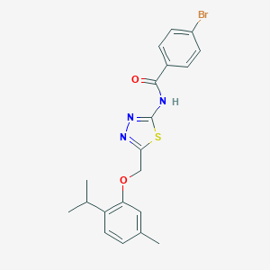 molecular formula C20H20BrN3O2S B327913 4-bromo-N-{5-[(2-isopropyl-5-methylphenoxy)methyl]-1,3,4-thiadiazol-2-yl}benzamide 