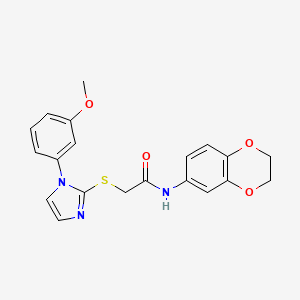 N-(2,3-dihydrobenzo[b][1,4]dioxin-6-yl)-2-((1-(3-methoxyphenyl)-1H-imidazol-2-yl)thio)acetamide