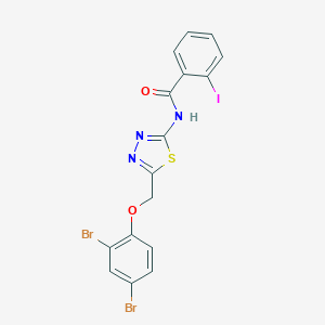 molecular formula C16H10Br2IN3O2S B327915 N-{5-[(2,4-dibromophenoxy)methyl]-1,3,4-thiadiazol-2-yl}-2-iodobenzamide 