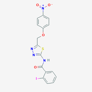 molecular formula C16H11IN4O4S B327916 2-iodo-N-{5-[(4-nitrophenoxy)methyl]-1,3,4-thiadiazol-2-yl}benzamide 