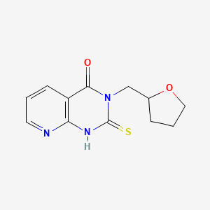 molecular formula C12H13N3O2S B3279171 2-mercapto-3-(tetrahydrofuran-2-ylmethyl)pyrido[2,3-d]pyrimidin-4(3H)-one CAS No. 688793-18-2