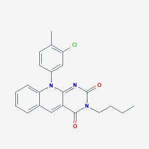 molecular formula C22H20ClN3O2 B327926 3-butyl-10-(3-chloro-4-methylphenyl)pyrimido[4,5-b]quinoline-2,4(3H,10H)-dione 