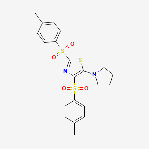 molecular formula C21H22N2O4S3 B3279311 5-(Pyrrolidin-1-yl)-2,4-ditosylthiazole CAS No. 690984-85-1