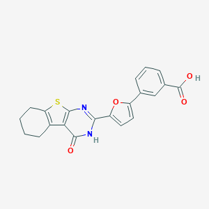 molecular formula C21H16N2O4S B327942 3-[5-(4-Oxo-3,4,5,6,7,8-hexahydro[1]benzothieno[2,3-d]pyrimidin-2-yl)furan-2-yl]benzoic acid 