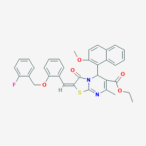 molecular formula C35H29FN2O5S B327944 ethyl 2-{2-[(2-fluorobenzyl)oxy]benzylidene}-5-(2-methoxy-1-naphthyl)-7-methyl-3-oxo-2,3-dihydro-5H-[1,3]thiazolo[3,2-a]pyrimidine-6-carboxylate 
