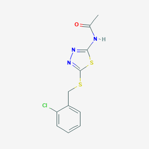 molecular formula C11H10ClN3OS2 B327951 N-{5-[(2-chlorobenzyl)sulfanyl]-1,3,4-thiadiazol-2-yl}acetamide 