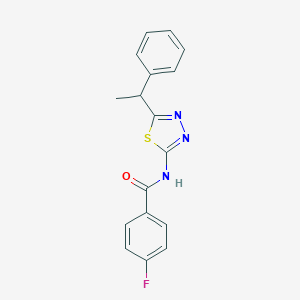 molecular formula C17H14FN3OS B327952 4-fluoro-N-[5-(1-phenylethyl)-1,3,4-thiadiazol-2-yl]benzamide 