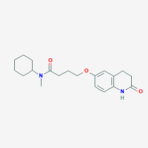 molecular formula C20H28N2O3 B3279630 N-Cyclohexyl-N-methyl-4-((2-oxo-1,2,3,4-tetrahydroquinolin-6-yl)oxy)butanamide CAS No. 69592-33-2