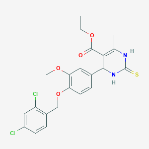 molecular formula C22H22Cl2N2O4S B327964 Ethyl 6-{4-[(2,4-dichlorobenzyl)oxy]-3-methoxyphenyl}-4-methyl-2-sulfanyl-1,6-dihydro-5-pyrimidinecarboxylate 