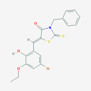 molecular formula C19H16BrNO3S2 B327972 3-Benzyl-5-(5-bromo-3-ethoxy-2-hydroxybenzylidene)-2-thioxo-1,3-thiazolidin-4-one 