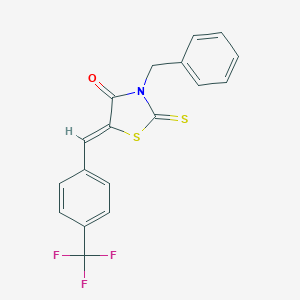 molecular formula C18H12F3NOS2 B327976 3-Benzyl-2-thioxo-5-[4-(trifluoromethyl)benzylidene]-1,3-thiazolidin-4-one 