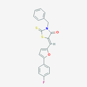 molecular formula C21H14FNO2S2 B327978 3-Benzyl-5-{[5-(4-fluorophenyl)-2-furyl]methylene}-2-thioxo-1,3-thiazolidin-4-one 