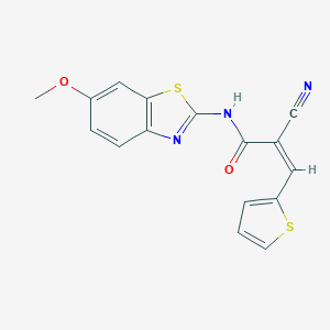 molecular formula C16H11N3O2S2 B327980 2-cyano-N-(6-methoxy-1,3-benzothiazol-2-yl)-3-(2-thienyl)acrylamide 