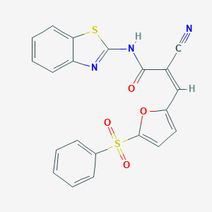 molecular formula C21H13N3O4S2 B327981 N-(1,3-benzothiazol-2-yl)-2-cyano-3-[5-(phenylsulfonyl)-2-furyl]acrylamide 