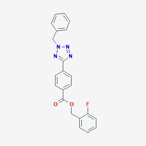 molecular formula C22H17FN4O2 B327993 2-fluorobenzyl 4-(2-benzyl-2H-tetraazol-5-yl)benzoate 