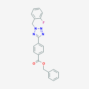 molecular formula C22H17FN4O2 B327996 benzyl 4-[2-(2-fluorobenzyl)-2H-tetraazol-5-yl]benzoate 