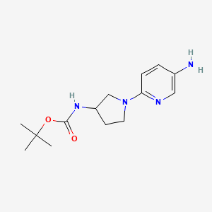 molecular formula C14H22N4O2 B3280125 Tert-butyl 1-(5-aminopyridin-2-yl)pyrrolidin-3-ylcarbamate CAS No. 709029-89-0